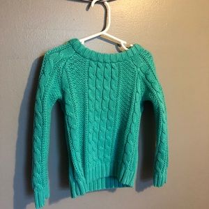 Old Navy girls 3T cable knit teal sweater.